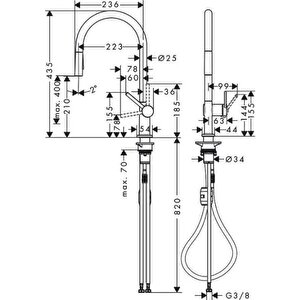 Hansgrohe M54 Tek Kollu Eviye Bataryası - 72800000