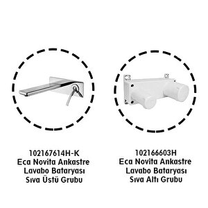 Eca Novita Ankastre Gömme Lavabo Bataryası Set (102167614h-k+102166603h)