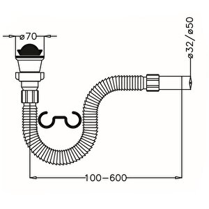 Körüklü Lavabo Sifonu (ø32) 50605