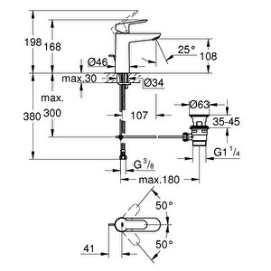 Grohe Bauedge Tek Kumandalı Lavabo Bataryası M Boyut - 23758000