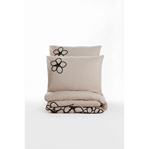 Cotton Box Nakışlı Ranforce Çift Kişilik Nevresim Takımı Panos Kahve