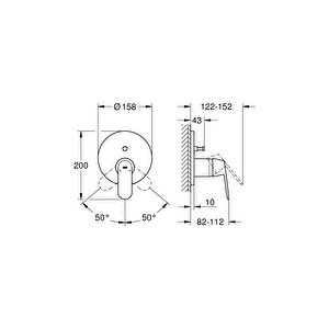 Grohe Eurosmart Cosmo. Ankastre Banyo Duş Bataryası 2 Çıkışlı Divertörlü- 24045000