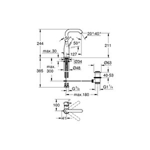 Essence Tek Kumandalı Lavabo Bataryası 1/2″ L-boyut 32628dl1