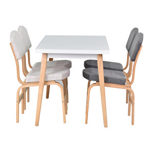 Vilinze Ege Sandalye Avanos  Ahşap Mdf Mutfak Masası Takımı - 70x120 Cm