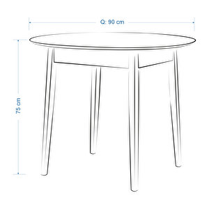 Vilinze Ege Sandalye Avanos Yuvarlak Ahşap Mutfak Masası Takımı - 90x90 Cm
