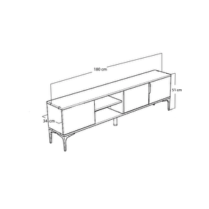 Alonex Tarz Raflı 180 Cm Metal Kulp Tv Ünitesi (Beyaz - Antrasit)