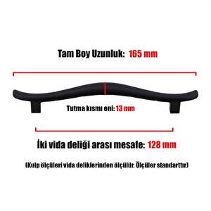 Orkide Çekmece Dolap Kapak Kulpu Kulbu 128 Mm Mat Siyah Metal Kulp