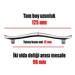 Orkide Çekmece Dolap Dolabı Kulpu Kulbu (96 Mm-9.6 Cm) Krom Metal Kulpları 10 Adet Mobilya Mutfak