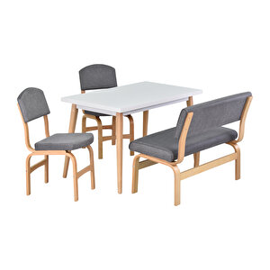 Vilinze Ege Sandalye Ve Bank Avanos Ahşap Mdf Mutfak Masası Takımı - 70x120 Cm
