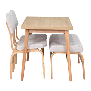 Vilinze Ege Sandalye Ve Bank Avanos Ahşap Mdf Mutfak Masası Takımı - 70x120 Cm