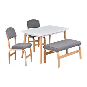 Vilinze Ege Sandalye Ve Bank Avanos Ahşap Mdf Mutfak Masası Takımı - 70x120 Cm