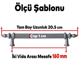 Polavit Çekmece Mutfak Dolap Kapak Kulpu Kulbu 160 Mm Gri Sert Plastik Kulp (5 Adet)