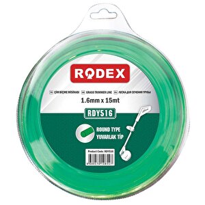 Rodex Motorlu Tırpan Misina Yuvarlak 1.6 Mm 15 Metre Yeşil