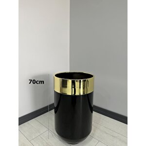 Dekoratif Gold Darbuka Parlak Siyah Saksı 70cm