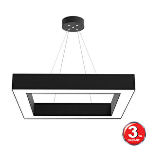 Quattro, Siyah Kasa, Sarı Işık, Ledli Modern Led Avize, Salon, Mutfak, Oturma Yatak Odası, Sarkıt, Lineer, Zigzag Sarı Işık (3000K)