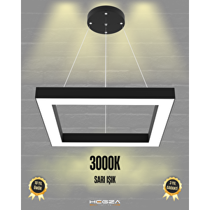 Quattro ( Siyah Kasa, Sarı Işık ) Sarkıt Ledli Modern Led Avize, Salon, Mutfak, Oturma Odası Sarı Işık (3000K)