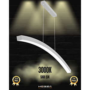 Luna ( Gri Kasa, Sarı Işık ) Sarkıt Ledli Modern Led Avize, Salon, Mutfak, Oturma Odası Sarı Işık (3000K)