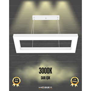 Mesita ( Beyaz Kasa, Sarı Işık ) Sarkıt Ledli Modern Led Avize, Salon, Mutfak, Oturma Odası Sarı Işık (3000K)