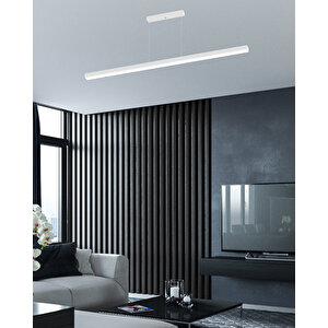 Lineer 120cm ( Beyaz Kasa, Doğal Beyaz Işık ) Sarkıt Ledli Modern Led Avize, Salon, Mutfak, Oturma Odası Gün Işığı 4000K