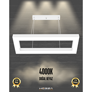 Mesita ( Beyaz Kasa, Doğal Beyaz Işık ) Sarkıt Ledli Modern Led Avize, Salon, Mutfak, Oturma Odası Gün Işığı 4000K