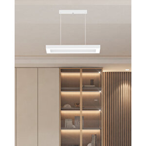 Mesita ( Beyaz Kasa, Doğal Beyaz Işık ) Sarkıt Ledli Modern Led Avize, Salon, Mutfak, Oturma Odası Gün Işığı 4000K