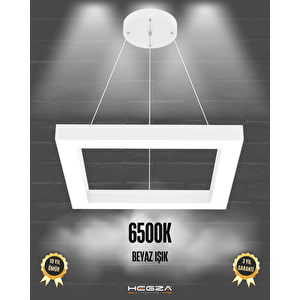 Quattro ( Beyaz Kasa, Beyaz Işık ) Sarkıt Ledli Modern Led Avize, Salon, Mutfak, Oturma Odası Beyaz Işık (6500K)