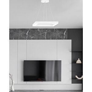 Quattro ( Beyaz Kasa, Beyaz Işık ) Sarkıt Ledli Modern Led Avize, Salon, Mutfak, Oturma Odası Beyaz Işık (6500K)