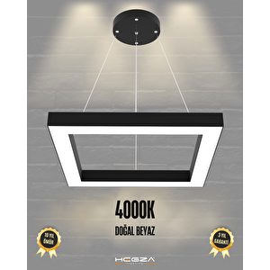 Quattro ( Siyah Kasa, Doğal Beyaz Işık ) Sarkıt Ledli Modern Led Avize, Salon, Mutfak, Oturma Odası