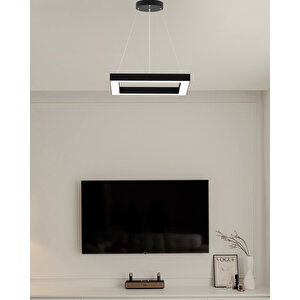 Quattro ( Siyah Kasa, Doğal Beyaz Işık ) Sarkıt Ledli Modern Led Avize, Salon, Mutfak, Oturma Odası