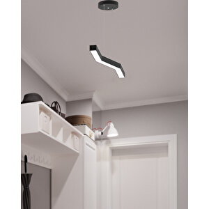 Gabbiano ( Siyah Kasa, Doğal Beyaz Işık ) Sarkıt Ledli Modern Led Avize, Salon, Mutfak, Oturma Odası Gün Işığı 4000K