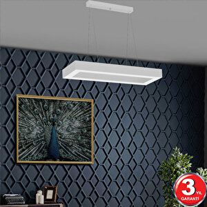 Mesita, Beyaz Kasa, Beyaz Işık, Ledli Modern Led Avize, Salon, Mutfak, Oturma Yatak Odası, Sarkıt, Lineer, Zigzag Beyaz Işık (6500K)