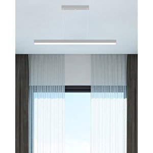 Lineer 100cm, Gri Kasa, Doğal Beyaz, Ledli Modern Led Avize, Salon, Mutfak, Oturma Yatak Odası, Sarkıt, Lineer Gün Işığı 4000K