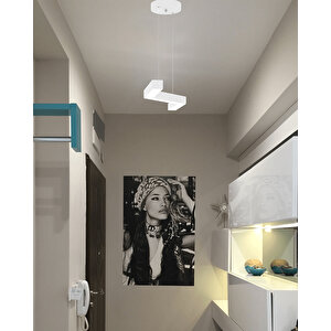 Gabbiano ( Beyaz Kasa, Doğal Beyaz Işık ) Sarkıt Ledli Modern Led Avize, Salon, Mutfak, Oturma Odası Gün Işığı 4000K