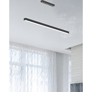 Lineer 120cm ( Siyah Kasa, Beyaz Işık ) Sarkıt Ledli Modern Led Avize, Salon, Mutfak, Oturma Odası Beyaz Işık (6500K)