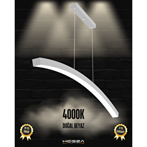 Luna, Gri Kasa, Doğal Beyaz, Ledli Modern Led Avize, Salon, Mutfak, Oturma Yatak Odası, Sarkıt, Lineer, Zigzag Gün Işığı 4000K