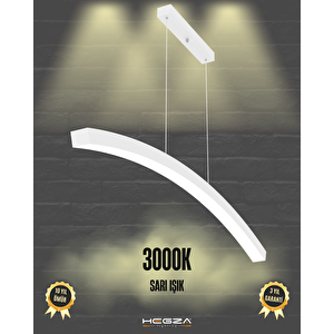 Luna ( Beyaz Kasa, Sarı Işık ) Sarkıt Ledli Modern Led Avize, Salon, Mutfak, Oturma Odası Sarı Işık (3000K)