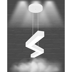 Gabbiano ( Beyaz Kasa, Beyaz Işık ) Sarkıt Ledli Modern Led Avize, Salon, Mutfak, Oturma Odası Beyaz Işık (6500K)