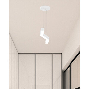 Gabbiano ( Beyaz Kasa, Beyaz Işık ) Sarkıt Ledli Modern Led Avize, Salon, Mutfak, Oturma Odası Beyaz Işık (6500K)