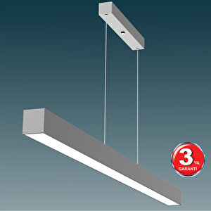 Lineer 120cm, Gri Kasa, Beyaz Işık, Ledli Modern Led Avize, Salon, Mutfak, Oturma Yatak Odası, Sarkıt, Lineer