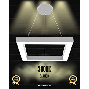 Quattro ( Gri Kasa, Sarı Işık ) Sarkıt Ledli Modern Led Avize, Salon, Mutfak, Oturma Odası Sarı Işık (3000K)