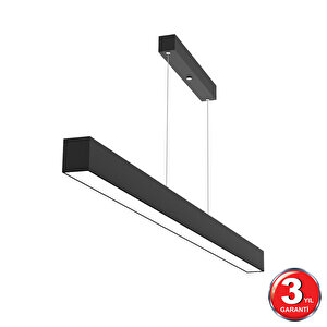 Lineer 120cm, Siyah Kasa, Sarı Işık, Ledli Modern Led Avize, Salon, Mutfak, Oturma Yatak Odası, Sarkıt, Lineer