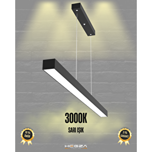 Lineer 120cm ( Siyah Kasa, Sarı Işık ) Sarkıt Ledli Modern Led Avize, Salon, Mutfak, Oturma Odası Sarı Işık (3000K)