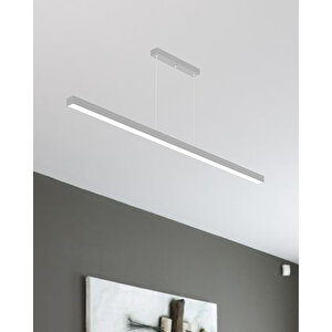 Lineer 120cm ( Gri Kasa, Doğal Beyaz Işık ) Sarkıt Ledli Modern Led Avize, Salon, Mutfak, Oturma Odası Gün Işığı 4000K
