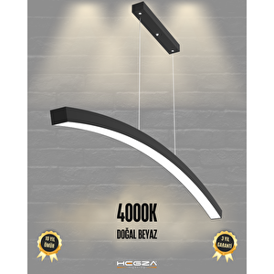 Luna ( Siyah Kasa, Doğal Beyaz Işık ) Sarkıt Ledli Modern Led Avize, Salon, Mutfak, Oturma Odası Gün Işığı 4000K