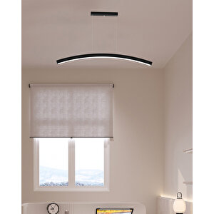 Luna ( Siyah Kasa, Doğal Beyaz Işık ) Sarkıt Ledli Modern Led Avize, Salon, Mutfak, Oturma Odası