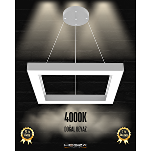Quattro ( Gri Kasa, Doğal Beyaz Işık ) Sarkıt Ledli Modern Led Avize, Salon, Mutfak, Oturma Odası Gün Işığı 4000K
