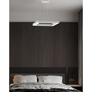 Quattro ( Gri Kasa, Doğal Beyaz Işık ) Sarkıt Ledli Modern Led Avize, Salon, Mutfak, Oturma Odası Gün Işığı 4000K