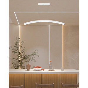 Luna ( Beyaz Kasa, Doğal Beyaz Işık ) Sarkıt Ledli Modern Led Avize, Salon, Mutfak, Oturma Odası
