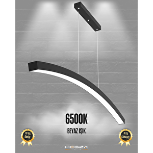 Luna ( Siyah Kasa, Beyaz Işık ) Sarkıt Ledli Modern Led Avize, Salon, Mutfak, Oturma Odası Beyaz Işık (6500K)