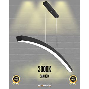 Luna ( Siyah Kasa, Sarı Işık ) Sarkıt Ledli Modern Led Avize, Salon, Mutfak, Oturma Odası Sarı Işık (3000K)